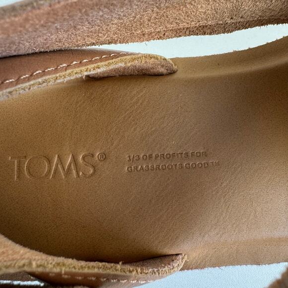 TOMS SIDNEY TREAD LEATHER ANKLE STRAP SANDALS IN WARM BEIGE NWT SIZE 8M - Picture 12 of 16